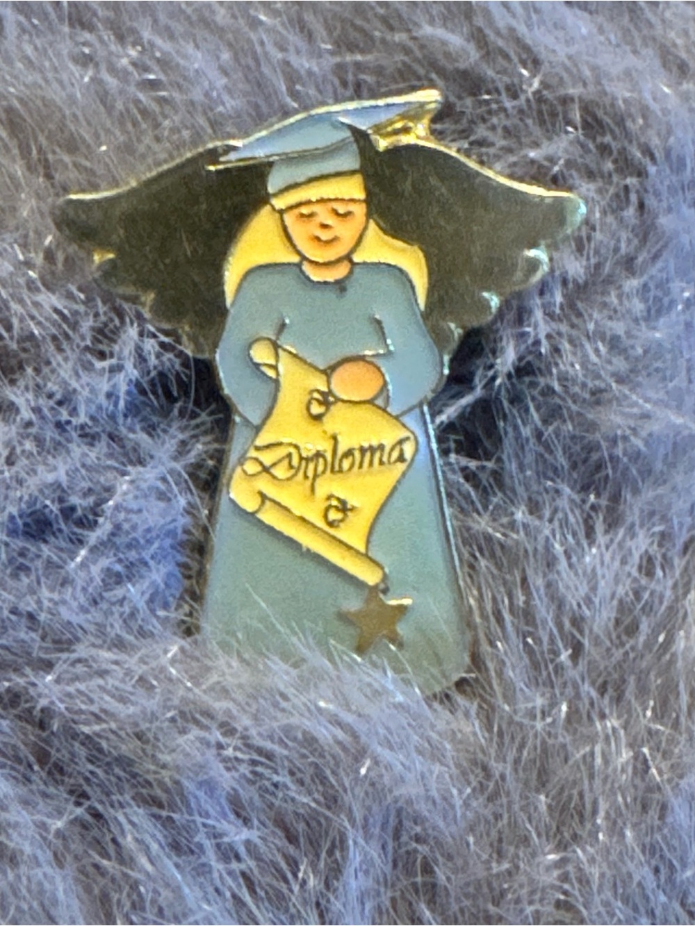 Graduation Gold Tone Angel Pin Vintage Grad Gift Memorial Gift